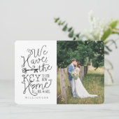 Mr & Mrs Foto we hebben de sleutel tot ons nieuwe  Aankondiging (Staand voorkant)