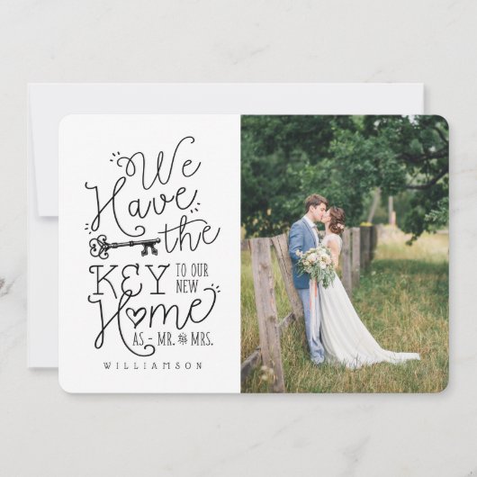 Mr & Mrs Foto we hebben de sleutel tot ons nieuwe  Aankondiging (Voorkant)