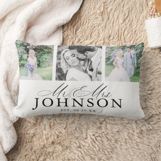 Mr & Mrs Fotocollage Modern Monogram Kussen (Deken)