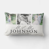 Mr & Mrs Fotocollage Modern Monogram Kussen (Voorkant)