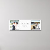 Mr & Mrs Fotoscript Namen Bruiloft Datum Aandenken Canvas Afdruk (Voorkant)