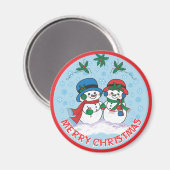 Mr. & Mrs Frosty The Snowman Magnet (Voorkant / Achterkant)