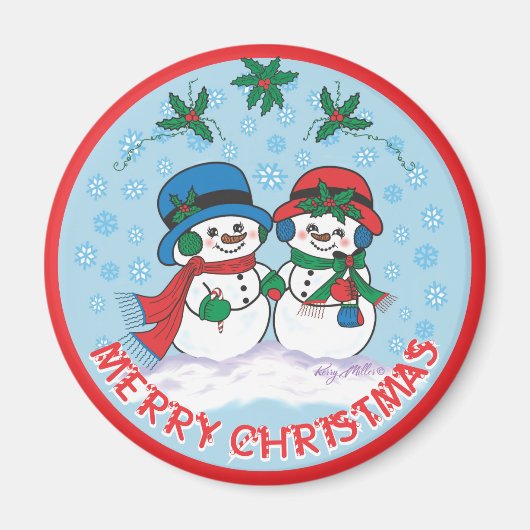 Mr. & Mrs Frosty The Snowman Magnet (Voorkant)