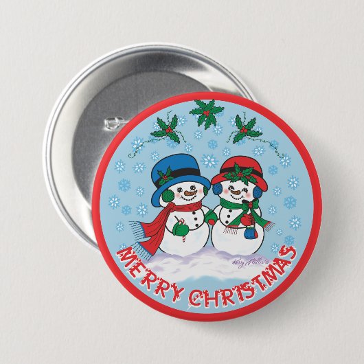 Mr. & Mrs Frosty The Snowman Ronde Button 7,6 Cm (Voorkant /achterkant)