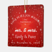 Mr. & Mrs. Gehuwd kerstfeest Keramisch Ornament (Links)