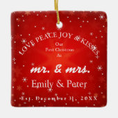 Mr. & Mrs. Gehuwd kerstfeest Keramisch Ornament (Voorkant)