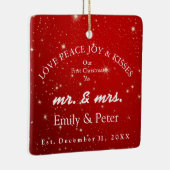 Mr. & Mrs. Gehuwd kerstfeest Keramisch Ornament (Rechts)