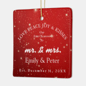 Mr. & Mrs. Gehuwd kerstfeest Keramisch Ornament (Links)