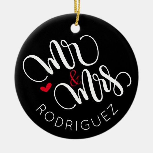 Mr & Mrs - Gepersonaliseerd ornament (Voorkant)