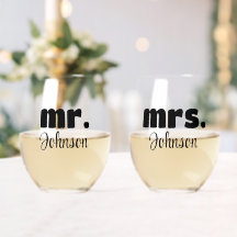 Mr & Mrs Gepersonaliseerde bruiloft Chic Script