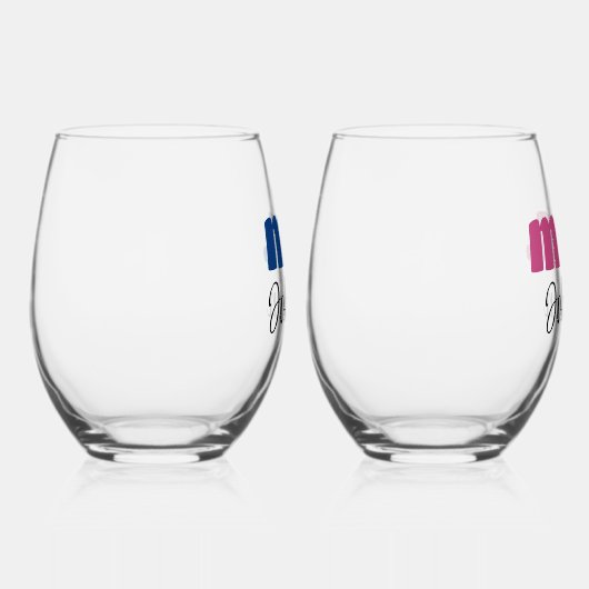 Mr & Mrs Gepersonaliseerde bruiloft Chic Script Wijnglas Zonder Voet (Rechts)