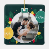 Mr & Mrs Gepersonaliseerde Kerstversiering Keramisch Ornament (Achterkant)