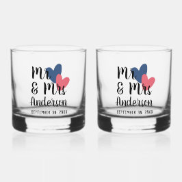 Mr & Mrs Gepersonaliseerde Stemless Rocks Glas Set