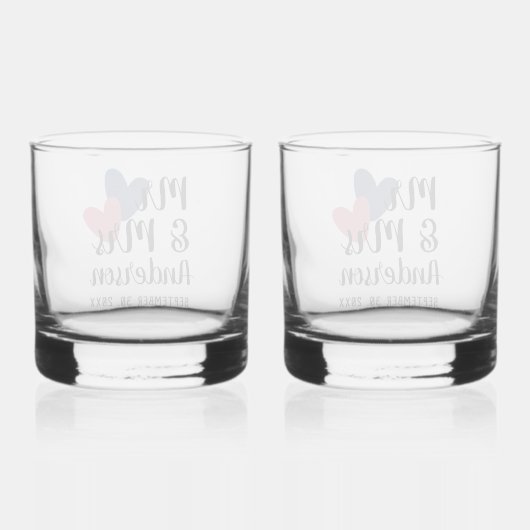 Mr & Mrs Gepersonaliseerde Stemless Rocks Glas Set (Achterkant)