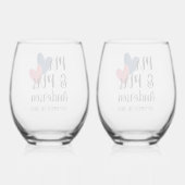 Mr & Mrs Gepersonaliseerde Stemless Wijnglas Set Wijnglas Zonder Voet (Achterkant)