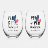 Mr & Mrs Gepersonaliseerde Stemless Wijnglas Set Wijnglas Zonder Voet (Voorkant)