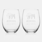 Mr & Mrs Gepersonaliseerde Stemless Wijnglas Set Wijnglas Zonder Voet (Achterkant)