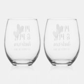 Mr & Mrs Gepersonaliseerde Stemless Wijnglas Set Wijnglas Zonder Voet (Achterkant)