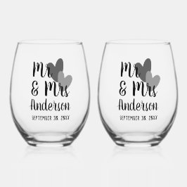 Mr & Mrs Gepersonaliseerde Stemless Wijnglas Set Wijnglas Zonder Voet
