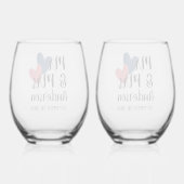 Mr & Mrs Gepersonaliseerde Stemless Wijnglas Set Zonder Voet (Achterkant)
