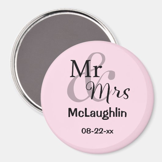 Mr & Mrs Gepersonaliseerde Wedding Couple Namen Da Magneet (Voorkant / Achterkant)