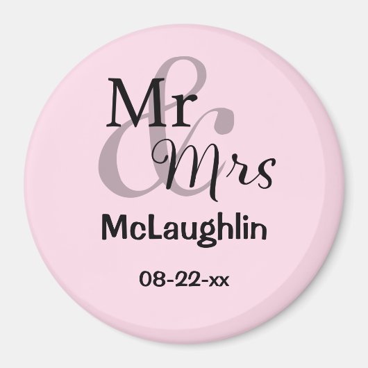 Mr & Mrs Gepersonaliseerde Wedding Couple Namen Da Magneet (Voorkant)
