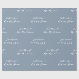 Mr. & Mrs. Gewoon getrouwd. Dusty Blue Wedding Cadeaupapier
