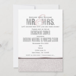 Mr & Mrs Glamour Sparkle Invitation Kaart