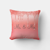 Mr. & Mrs Glitter Wedding Keepomwille Elegant Kussen (Voorkant)
