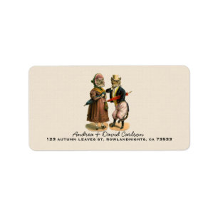 Mr & Mrs goed geklede Kitty Cat Etiket