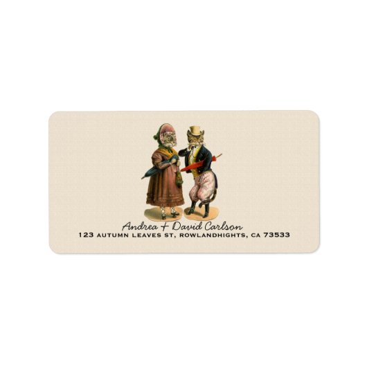 Mr & Mrs goed geklede Kitty Cat Etiket (Voorkant)