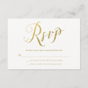 Mr & Mrs Gold Elegant Bruiloft RSVP Reactie Kaarte