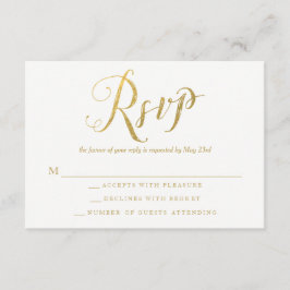 Mr & Mrs Gold Elegant Bruiloft RSVP Reactie Kaarte
