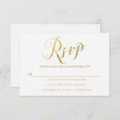 Mr & Mrs Gold Elegant Bruiloft RSVP Reactie Kaarte (Voorkant / Achterkant)