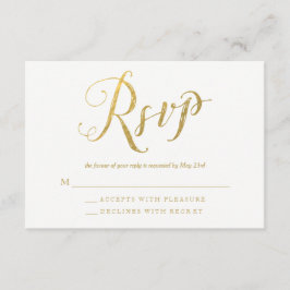 Mr & Mrs Gold Elegant Bruiloft RSVP Reactie Kaarte Kaartje