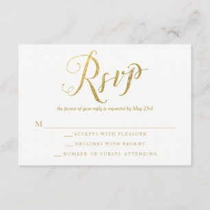Mr & Mrs Gold Elegant Bruiloft RSVP Reactie Kaarte Kaartje