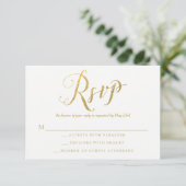 Mr & Mrs Gold Elegant Bruiloft RSVP Reactie Kaarte Kaartje (Staand voorkant)