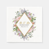 Mr & Mrs Gold Faux Glitter Wildflower Floral Art Servetten (Voorkant)