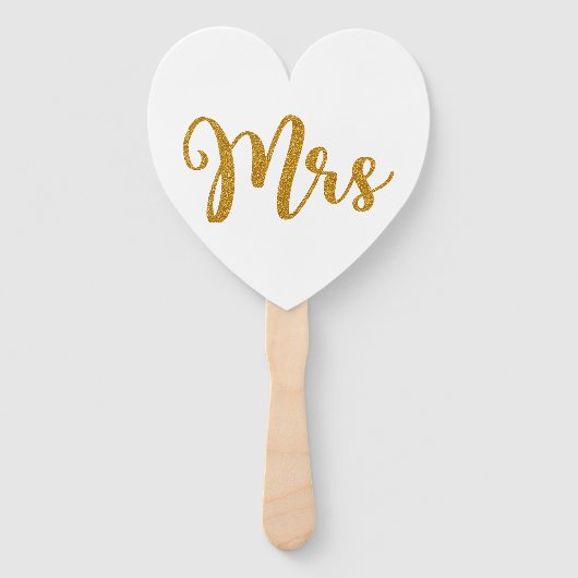 Mr & Mrs Gold Glitter Typografie Handwaaier (Achterkant)