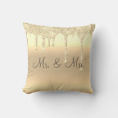 Mr. & Mrs Gold Glitter Wedding Keepomwille Elegant Kussen (Voorkant)