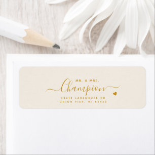 Mr & Mrs Gold Script Bruiloft retouradres Etiket