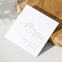 Mr & Mrs Gold Script Bruiloftsservetten | elegant