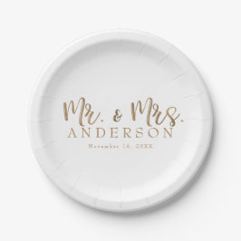 MR. & MRS. Gold Script Typografie Modern Minimaal Papieren Bordje