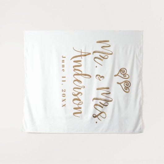 MR. & MRS. Gold Script Typography Modern Minimaal Wandkleed (Voorkant (horizontaal))