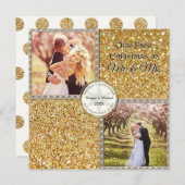 Mr & Mrs Gold Shimmering Glitter Kerstfoto Feestdagenkaart (Voorkant / Achterkant)