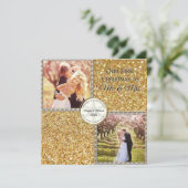 Mr & Mrs Gold Shimmering Glitter Kerstfoto Feestdagenkaart (Staand voorkant)