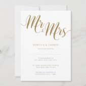 Mr & Mrs Gold Wedding Invitation Kaart (Voorkant)