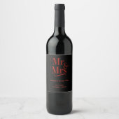 Mr & Mrs Gothic Wedding – Red Metallic Wijn Etiket (Voorkant)