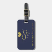 Mr & Mrs. | Goud Ornament | Gepersonaliseerde mari Bagagelabel (Voorkant verticaal)