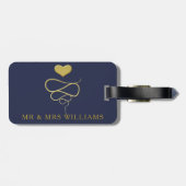 Mr & Mrs. | Goud Ornament | Gepersonaliseerde mari Bagagelabel (Achterkant horizontaal)